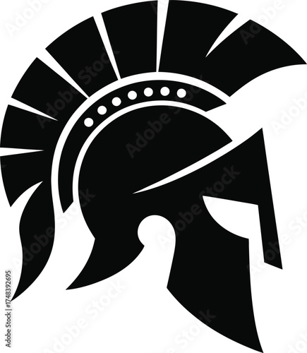 Ancient spartan helmet design graphic vector illustration on transparent background silhouette