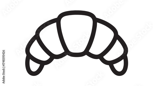 Simple line art icon of a croissant, representing breakfast or bakery treats