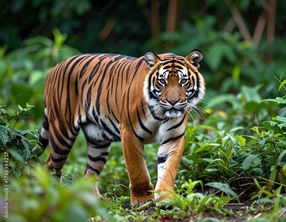 Fototapeta premium Tiger in lush jungle