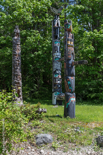 Totem Poles in Stanley Park, Vancouver, Canada