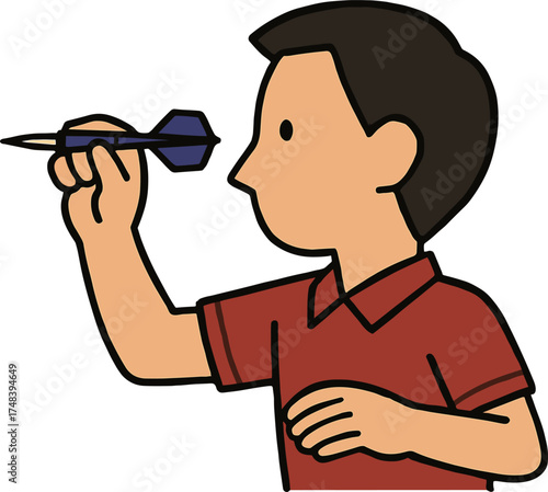 ダーツを投げようと構える男性のイラスト