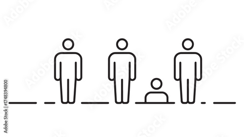 People maintaining distance in a line, symbolizing social distancing and safety measures.