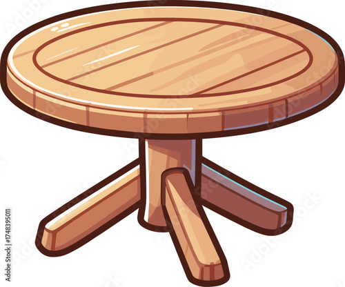 木製の丸いテーブルのイラスト