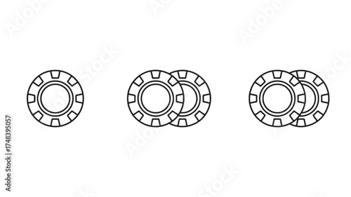 Three groups of casino chips arranged in a row, symbolizing chance and gambling