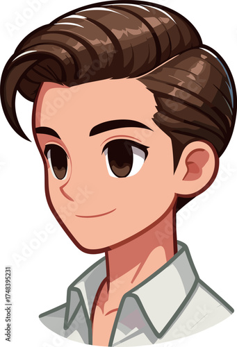 八二分けのヘアスタイルのイラスト