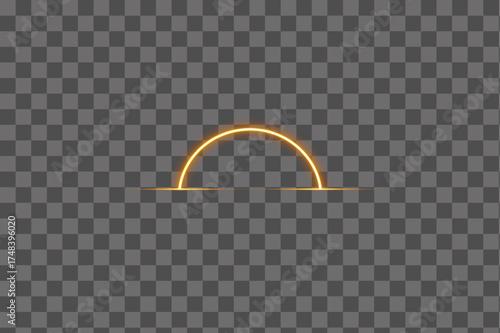 Fiery glowing semicircle with bright orange light arc isolated transparent background PNG