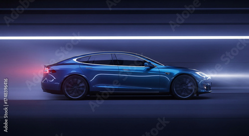 motion blur in high speed, close shot, Car speeding through a dark environment