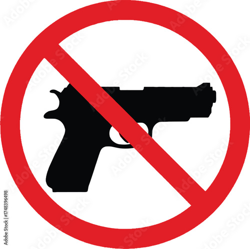 No guns allowed symbol red circle with slash isolated on transparent background silhouette