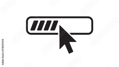 Cursor clicking on a loading bar, representing progress and waiting