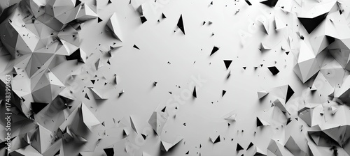 Abstract shattered geometric shapes in grayscale