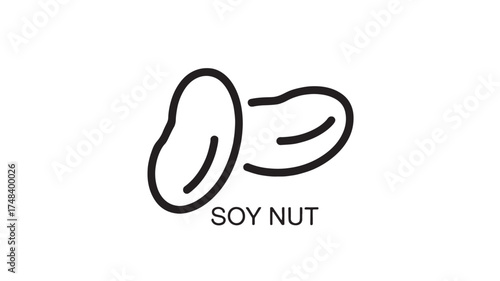 Simple line art illustration of two soy nuts with text.