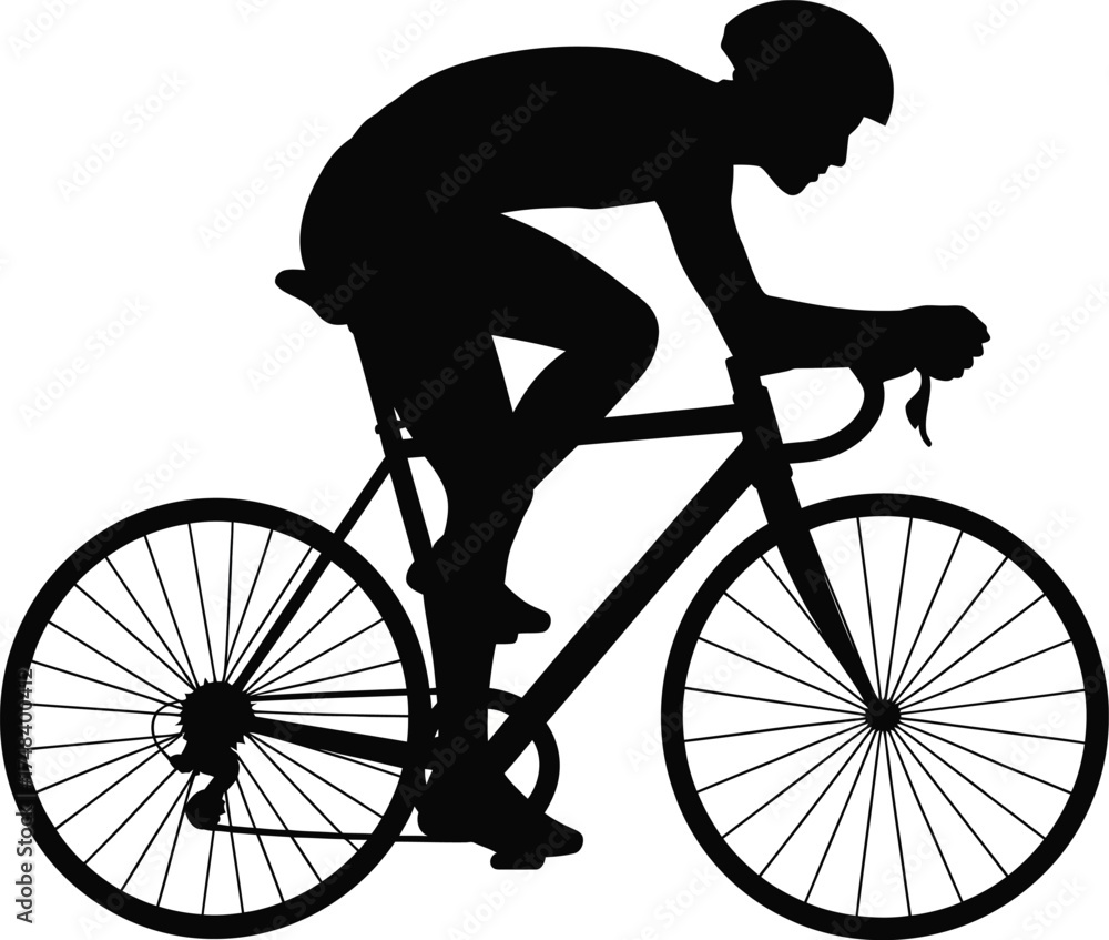 Obraz premium A cyclist riding a road bike in a dynamic pose on transparent background silhouette