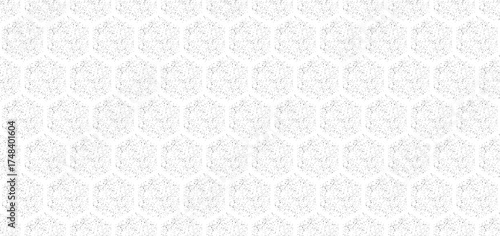 A dotted hexagon mesh pattern with a seamless grunge texture, featuring dispersed lines, noise, and a subtle grainy effect. Vector illustration.