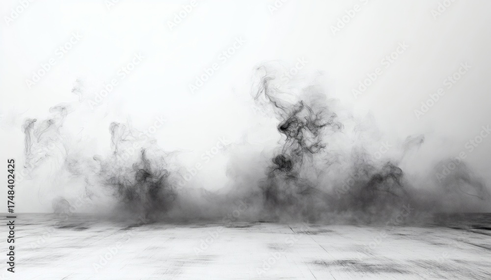 Obraz premium Abstract smoky cloudscape over a white floor