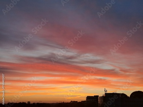 sunset in the city
