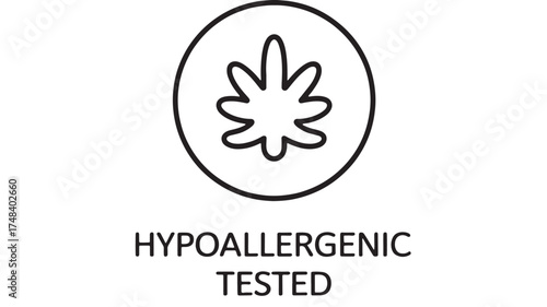 Simple icon and text indicating hypoallergenic tested product, suggesting safety and care.