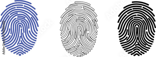 Three fingerprint illustrations displayed on a clean white background