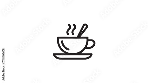 Warm cup of coffee with steam rising, perfect for a cozy morning.