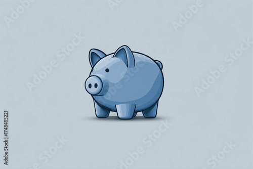 Illustration of a blue piggy bank on a plain background representing savings financial planning and the accumulation of wealth and economic stability