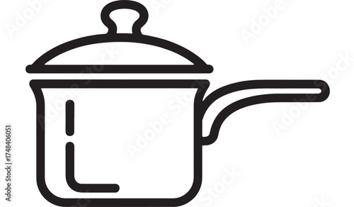 Simple outline illustration of a saucepan with a lid and handle