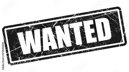 Wanted black stamp with grunge texture