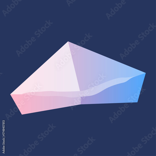 Futuristic aesthetic concept with a floating crystalline structure displaying smooth color blend