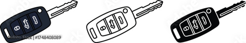 Three car keys in different styles on a white background design