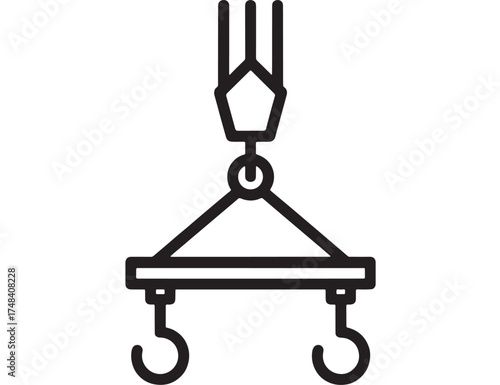 Industrial crane hook lifting heavy load with strong cables