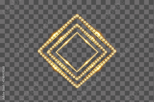 Golden orange box outline with radiant upper glow illumination isolated transparent background PNG