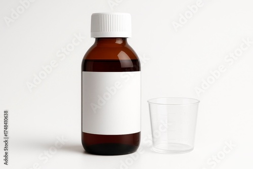 Cough Syrup Bottle Mockup on White Background