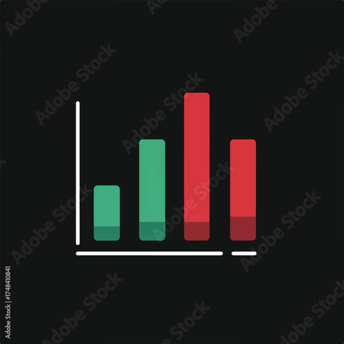 Modern Column Chart Showing Upward Growth on Black Background Data Visualization Concept Business Finance and Investment Information Display Graphic Report Presentation Design