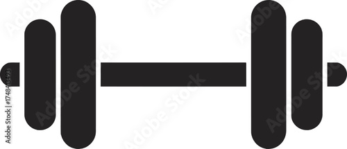 Black dumbbell icon fitness equipment graphic design element on transparent background silhouette