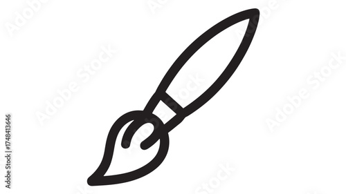 Simple black line drawing of a paintbrush, symbolizing creativity and art.