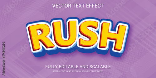 RUSH Text Effect Fully Editable Vector