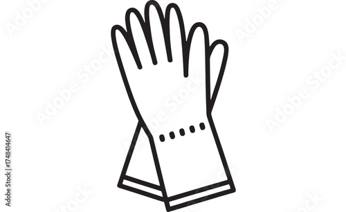 Simple line drawing of protective gloves for cleaning or gardening