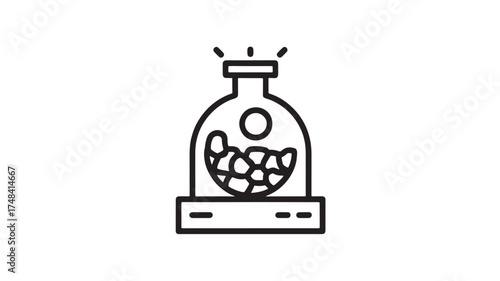 Abstract concept of growth and development within a contained environment.