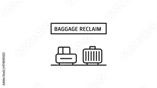 Simple line art icon representing baggage claim area at airport