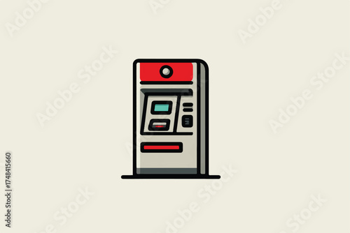 Stylized ATM Machine Icon Financial Transaction Point Vector Illustration for Banking and Money Concepts Cash Withdrawal Machine Service