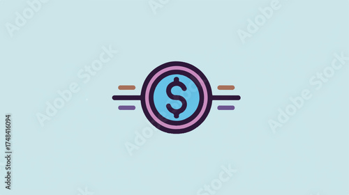 Stylized Currency Icon Depicting Financial Concept with Horizontal Lines for Online Banking and Digital Payments Illustration for Business Finance