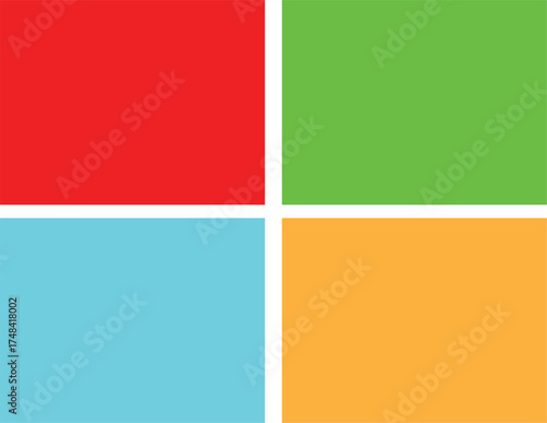 Four colored squares red green blue orange divided by white lines vector