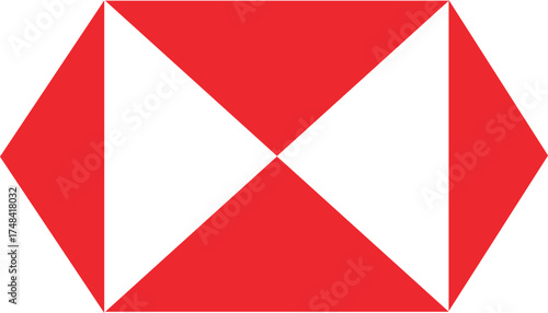 Red and white geometric abstract shape with sharp angles and symmetry vector