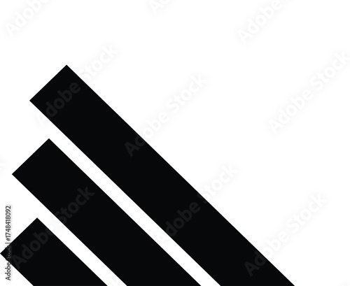 Three black diagonal stripes on white background abstract graphic vector