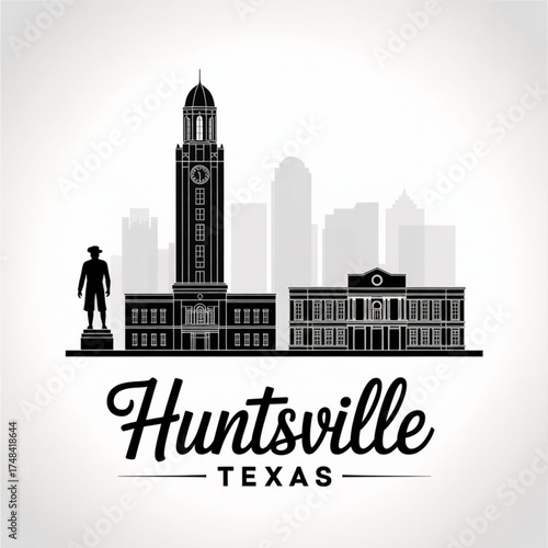 Huntsville Skyline Silhouette — Historic East Texas City Vector Illustration