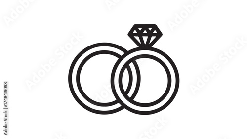 Elegant interlocking wedding rings symbolize commitment and everlasting love.