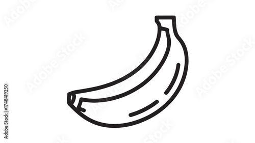 Simple line art illustration of a single banana on a white background
