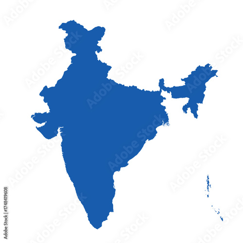 Map of Indiia, sign silhouette. World Map Globe. Vector Illustration isolated on white background. Asian continent.