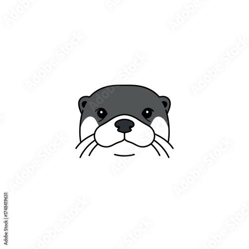 Adorable Otter Face Illustration with Detailed Features.