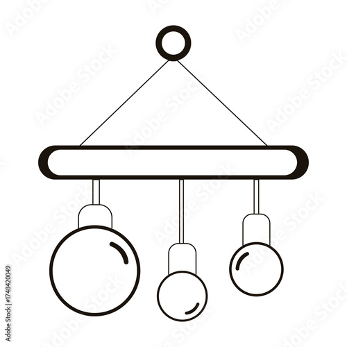 A charming baby mobile with three hanging ornaments