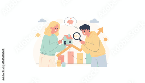 Couple planning for homeownership with savings financial growth and real estate investment