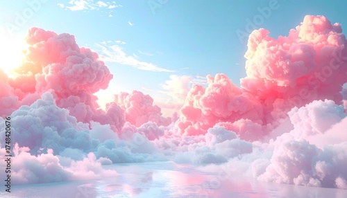 Wallpaper Mural Abstract dreamy clouds blending pink blue and cream tones high resolution photo Torontodigital.ca
